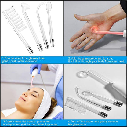 Portable 4-in-1 High-Frequency Facial Wand for Acne, Wrinkles & Skin Tightening